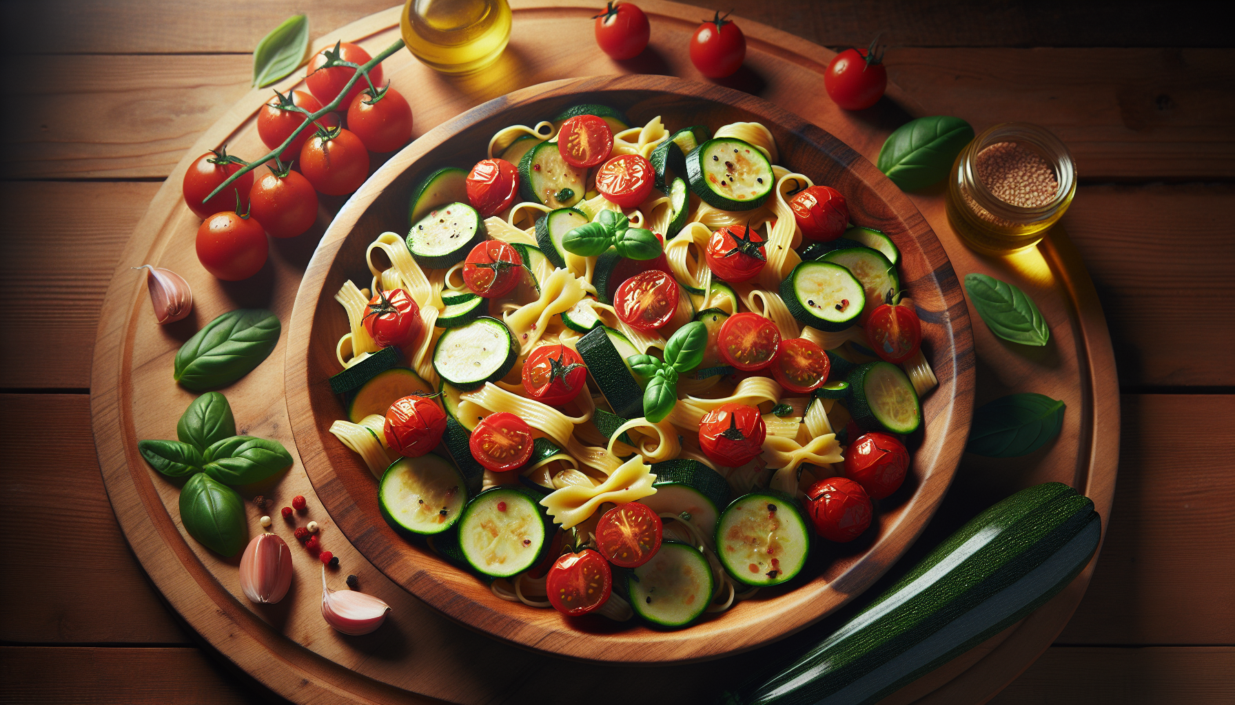 pasta e zucchine e pomodorini